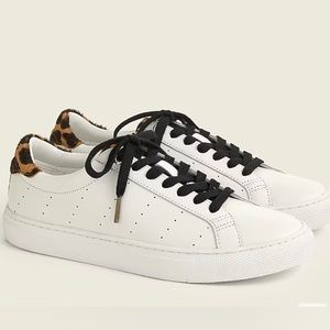 J. Crew Saturday Sneaker with leopard calf hair detail.  Size 7, EUC